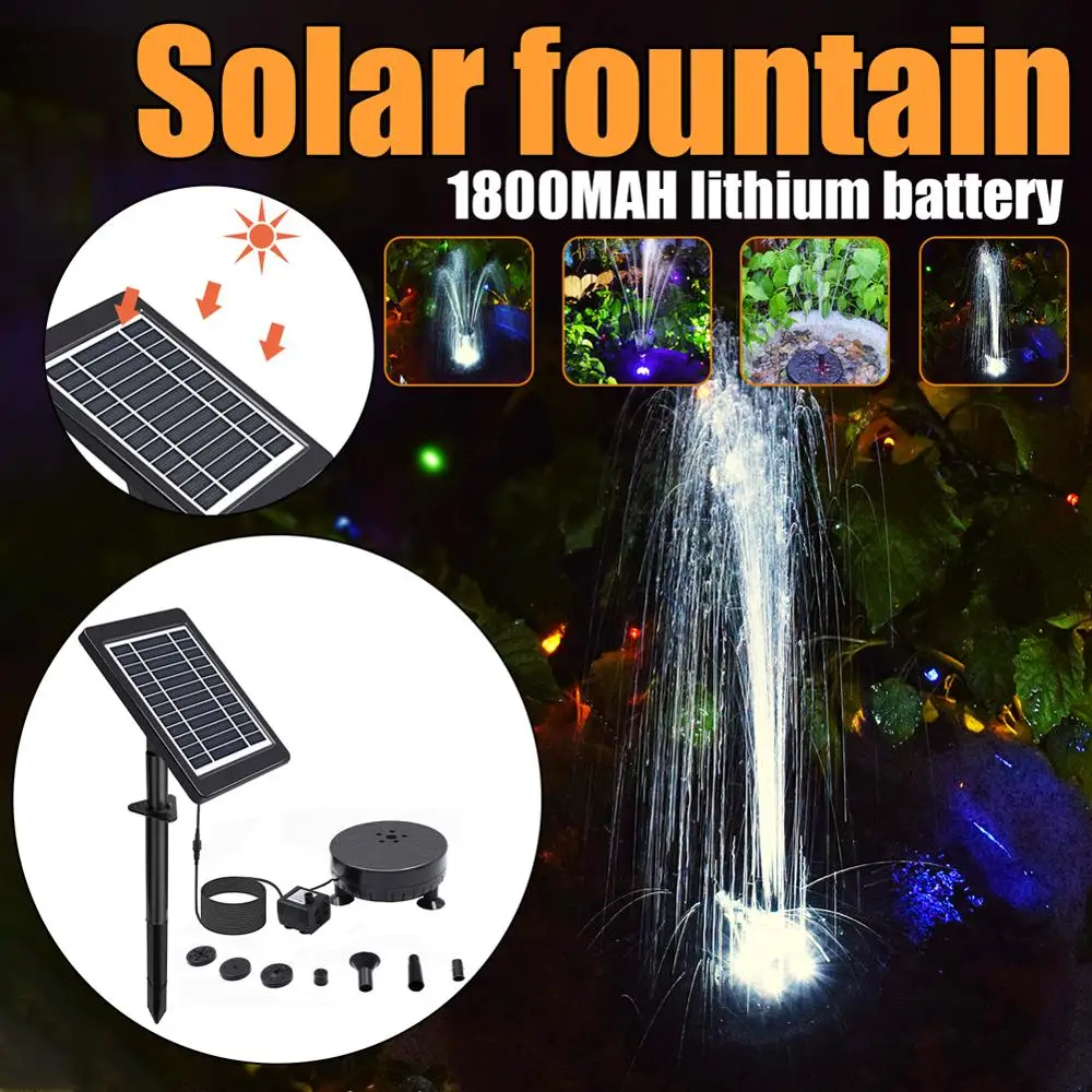

3.6W 1800mAh Solar Fountain Pump LED Solar Panel With Submersible Pump For Bird Bath Garden Decoration Fountain Built-in Battery