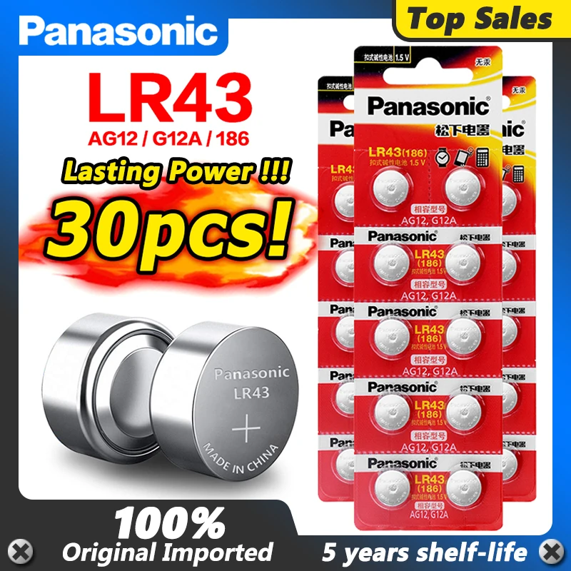 AG12 батарейка LR1144 LR43 Монета кнопки ячейки 1 5 В щелочные для КПК MP3 плеера 30 шт. часы
