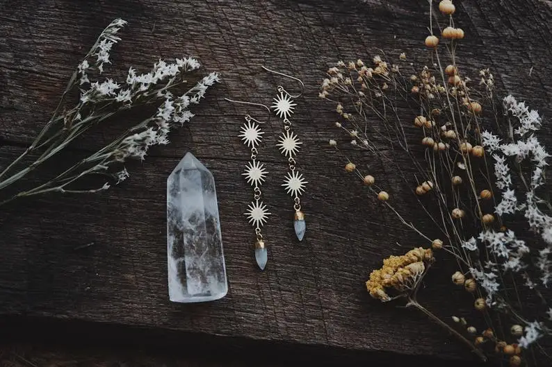 Серьги Бохо и хиппи в стиле Фэнтези колдовские небесные богемные позолоченные