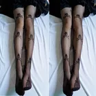 Ультратонкие пикантные Сетчатые эластичные женские аксессуары в стиле панк с принтом черепа эластичные колготки с узором черепа чулки