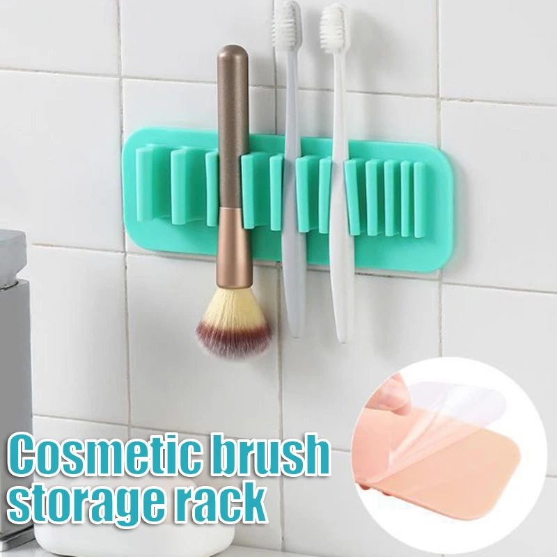

Силиконовый держатель для кистей для макияжа, настенный мягкий прочный многоразовый удобный и удобный в использовании, подходит для ванной...