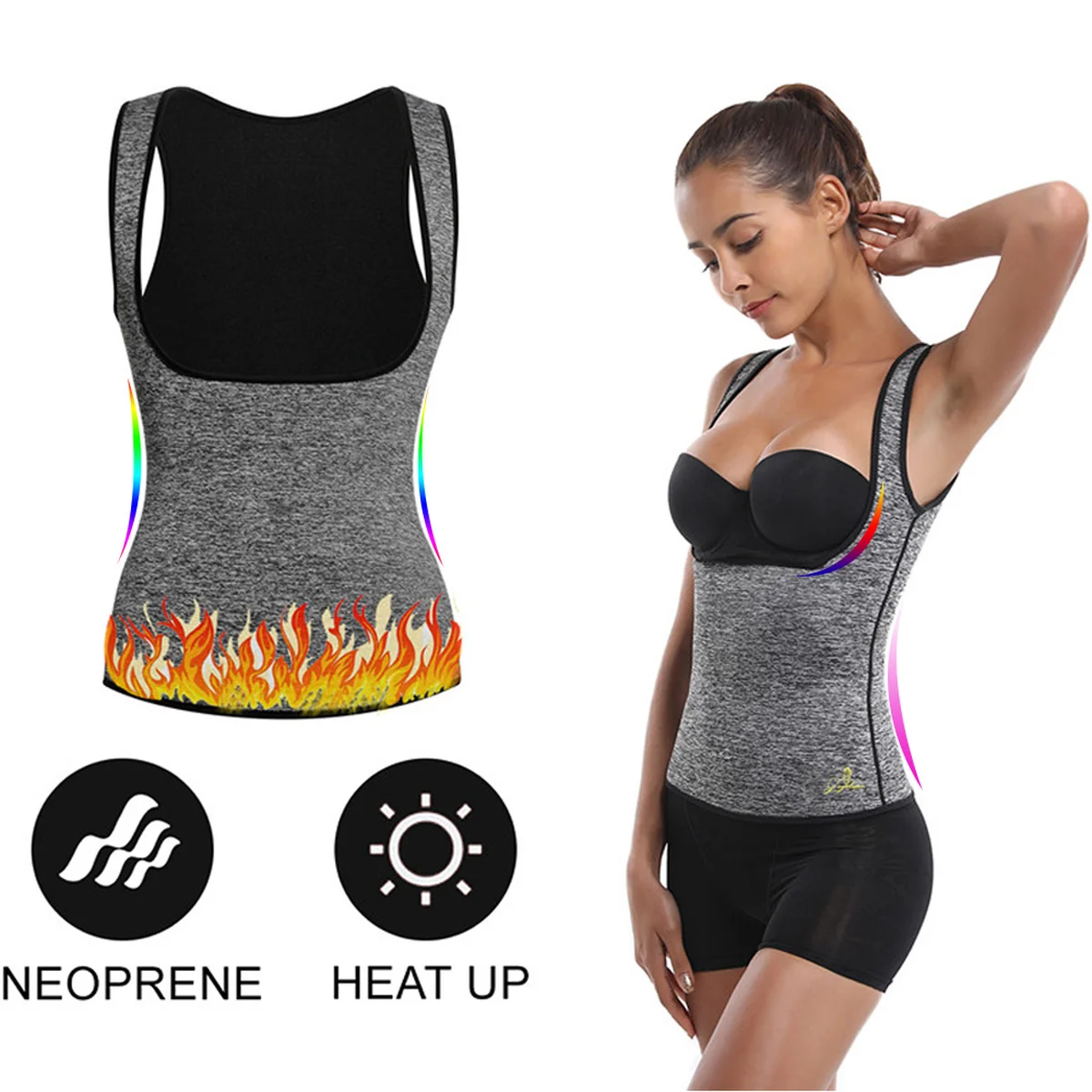 Женский неопреновый тренировочный жилет с эффектом сауны утягивающий