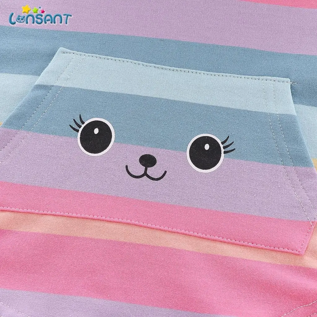 Толстовка с капюшоном для маленьких девочек в полоску|Толстовки и кофты| |