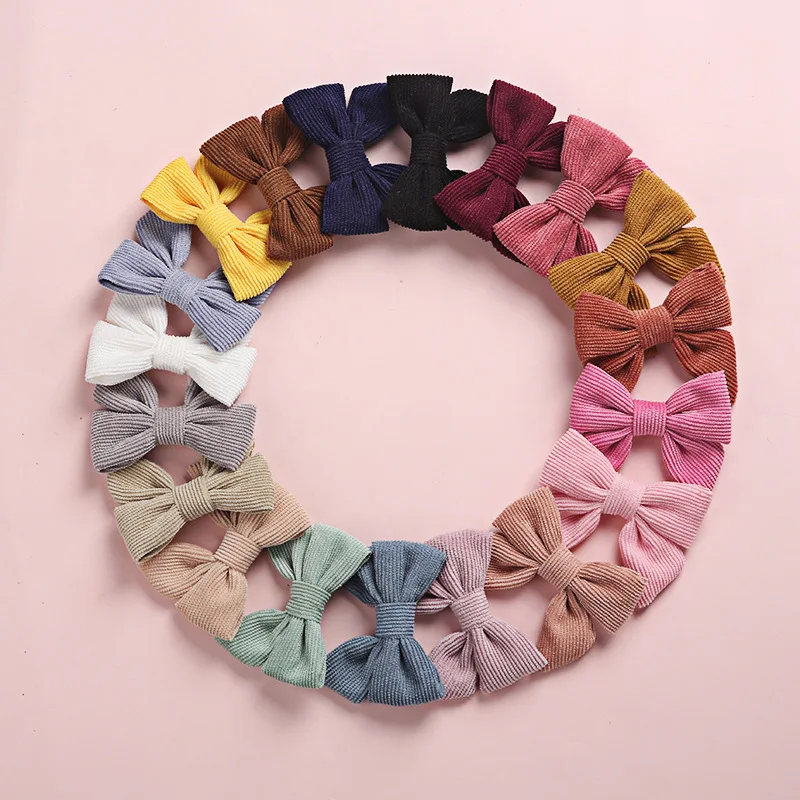 

Baby Girl Hair Clips Bows Children Corduroy Barrette Kids Spring Summer Vintage Hairpins Toddler Party Hairgrips Duckbill Clip