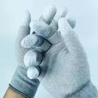 24 шт.оптовая продажа, 12 пар носочков Анти-статический электронный углеродного волокна Проводящий перчатки с ПУ палец перчатки, защитные перчатки Краткое Описание продукта: