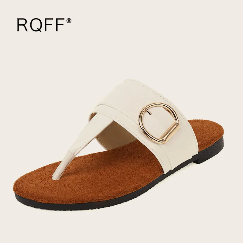 

Plus Size 43 Women Shoes 2021 Summer New Fashion Outside Flip Flops Solid White Black Gold Slides Flat with Slippers Sandals