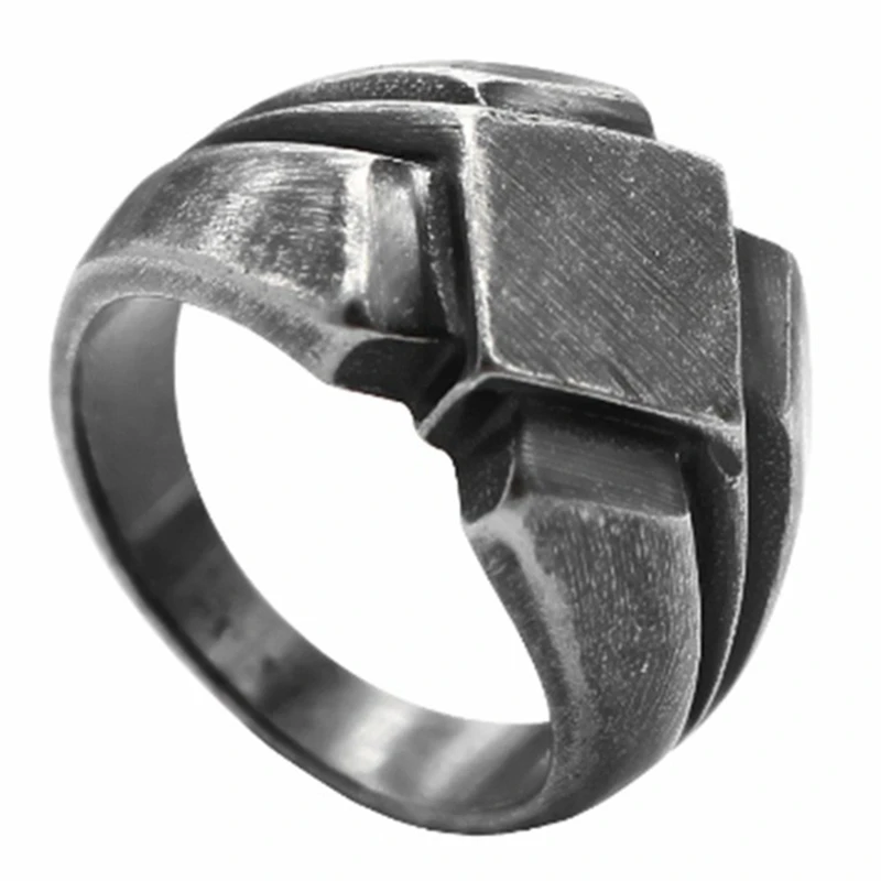 Мужское кольцо из нержавеющей стали Скандинавское винтажное античное черное