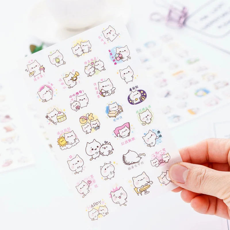 Kawaii Cat милые наклейки из мультфильмов наклейки Канцелярские Декоративные наклейки для детей девочек DIY дневник в стиле Скрапбукинг