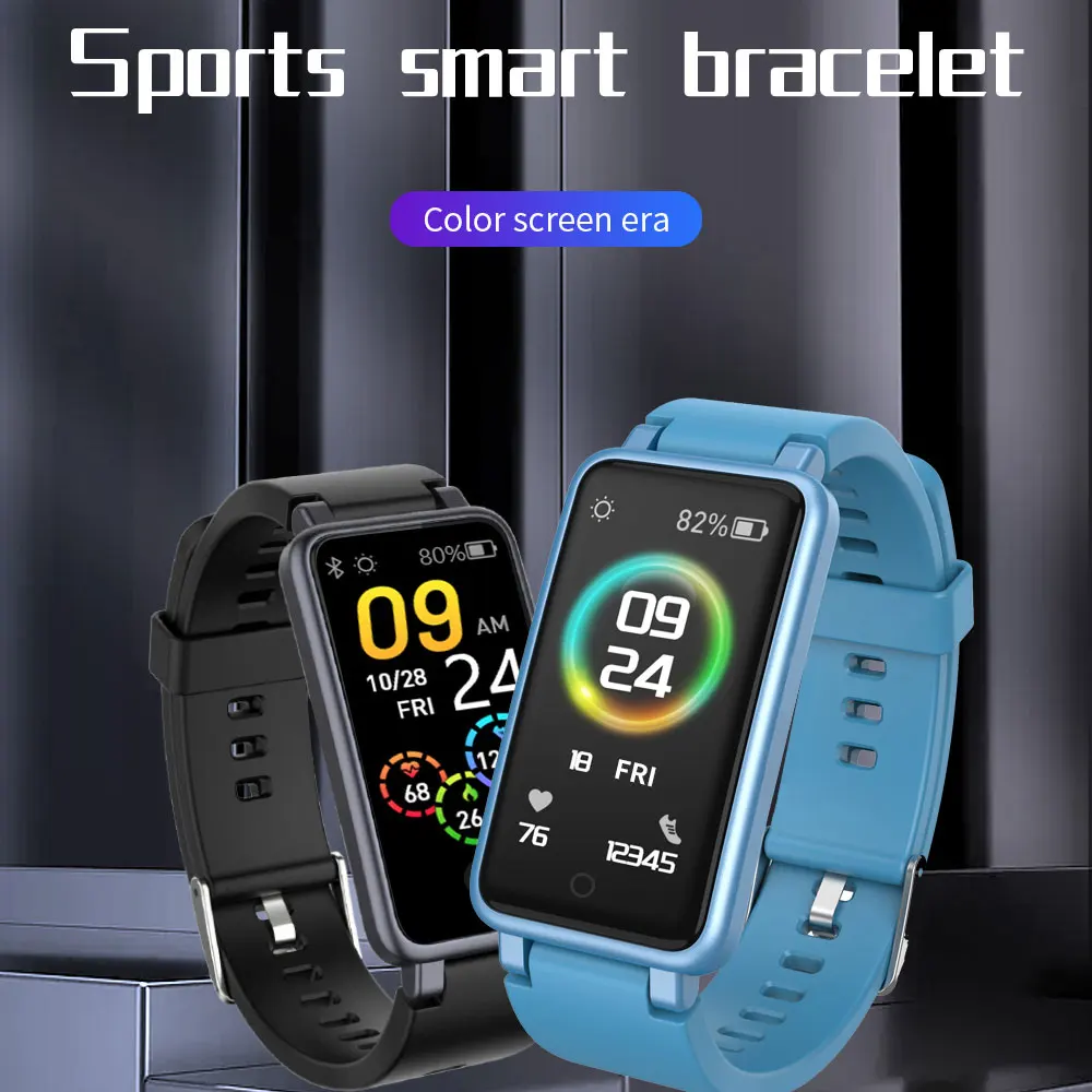 

2021 C2PLUS Heart Rate Boold Pressure 0.96inch Color Screen IP68 C2 PLUS Smartwatch For Android Band Passometer Fitness Tracker