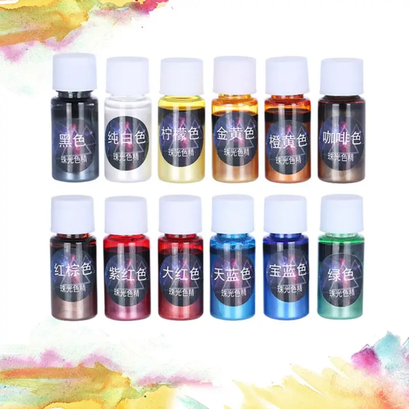 

P15F 10ml Pearlescent Pigment Powder Rainbow UV Resin Epoxy Material For DIY Jewelry Pendant Making Crafts Accessories 12 Colors