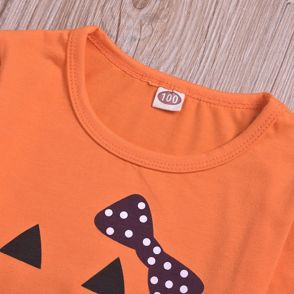 Детский комплект одежды для маленьких девочек на Хэллоуин топы с длинными