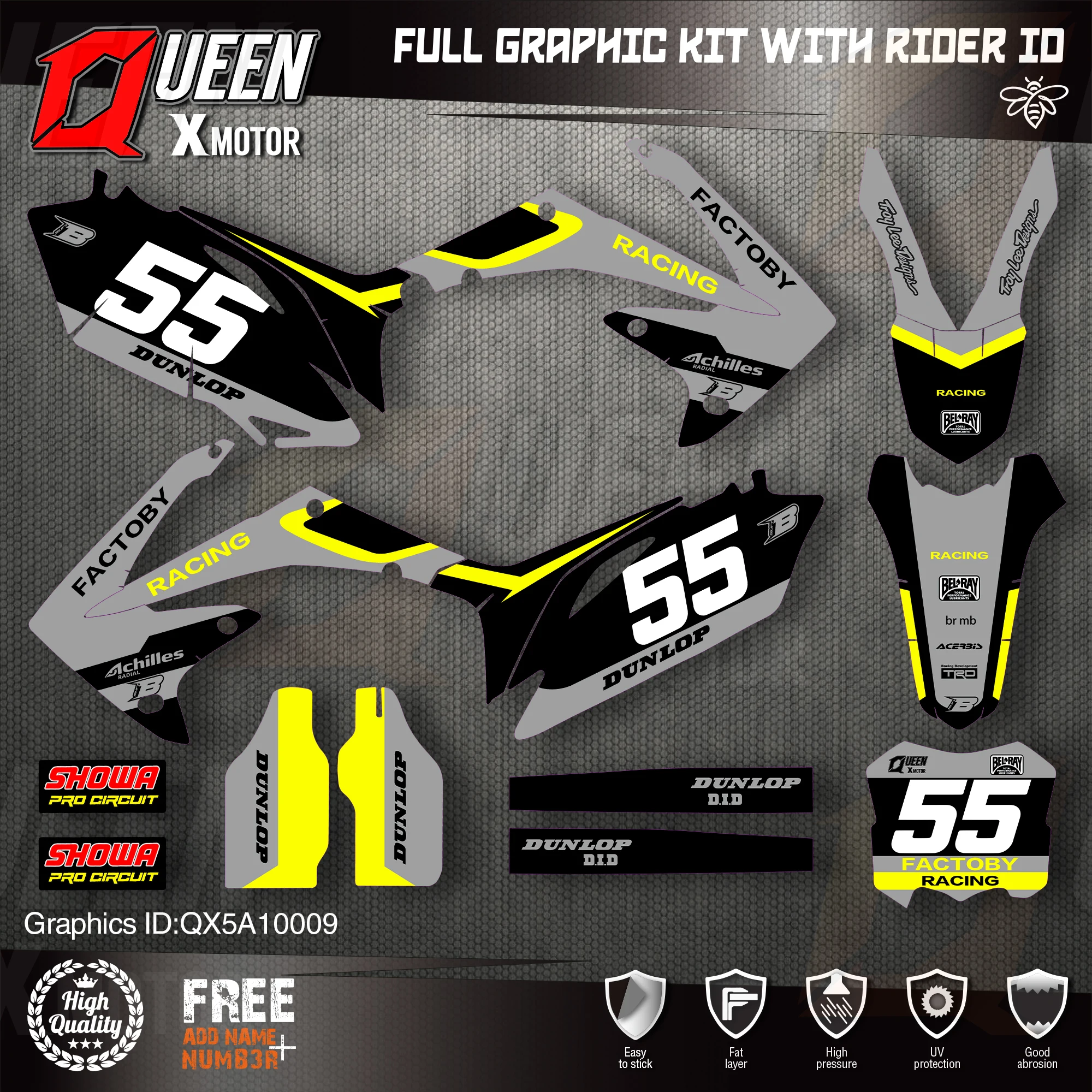 QUEEN X MOTOR Custom Team графические фоны наклейки для HONDA 2010 2011 2012 2013 CRF250R 2009-2012 CRF450R 009 |