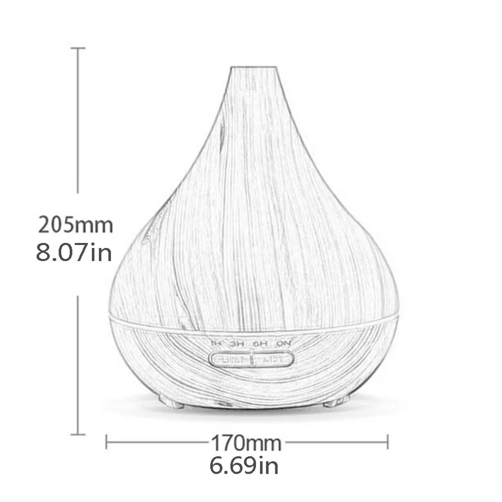 

Air Purifier Ultrasonic Air Humidifier Wood Grain LED with Remote Control Wood Grain Colorful Light Oil Purifier 020