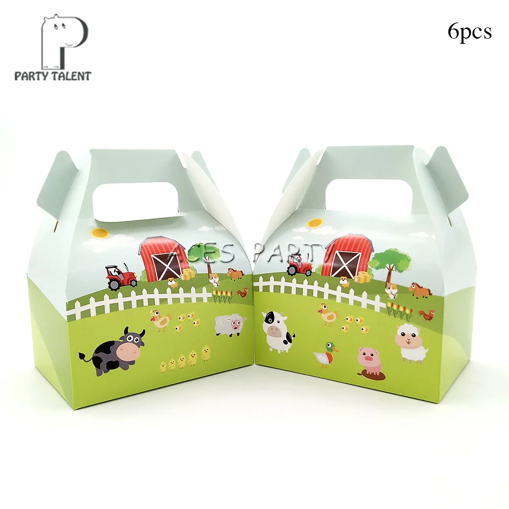 6pcs candybox Boys Kids Farm Animal theme table cloth table cover, birthday party Tableware Balloon Candy Box Flag Plate Cup Party Supplies - Цвет: 6pcs candybox