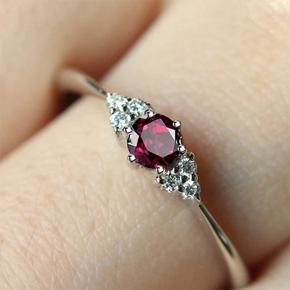 Женское кольцо с искусственным гранатом свадебные украшения подарок стразы