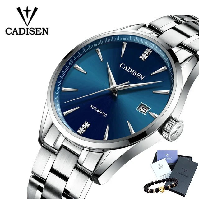 blue CADISEN новые мужские механические часы лучший бренд класса люкс мужские модные автоматические часы мужские водонепроницаемые relogio masculino - Цвет: blue
