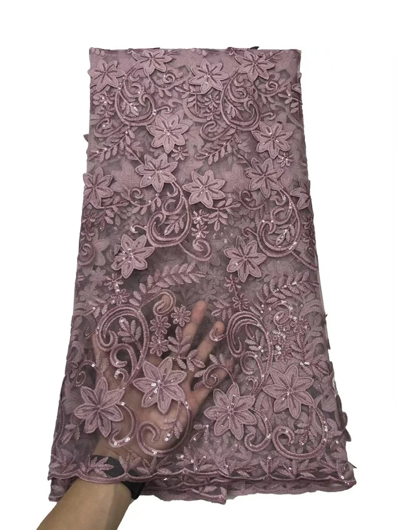

PGC African Milk Silk Lace Fabric 2021 High Quality Sequins Lace French Nigerian Tulle Lace Fabrics For Wedding Sewing LY141-5