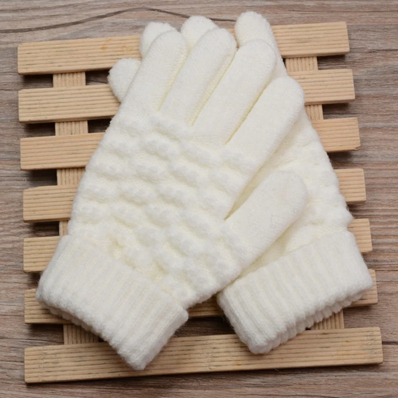 

New Fashion Kids Thick Knitted Gloves Warm Winter Gloves Children Stretch Mittens Boy Girl Infant Solid Guantes Hand Accessories