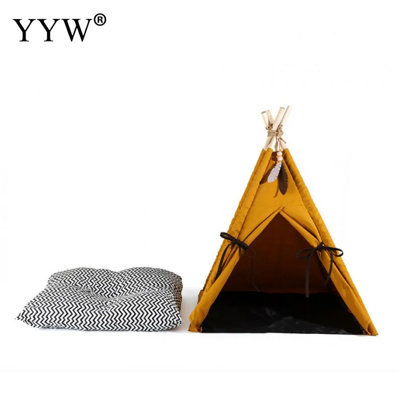 

Pet Tent Sunset Yellow Cat Litter Pet House With Cushion Semi-Enclosed Four-Season Universal Removable And Washable Cat Supplies