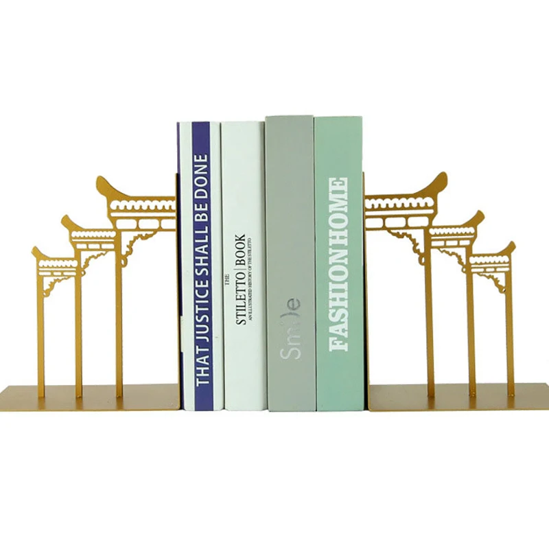 

Creative Retro Building Model Metal Bookbend Decoration Ornaments Office Study Room Display Book Stand Desktop Decoration Crafts