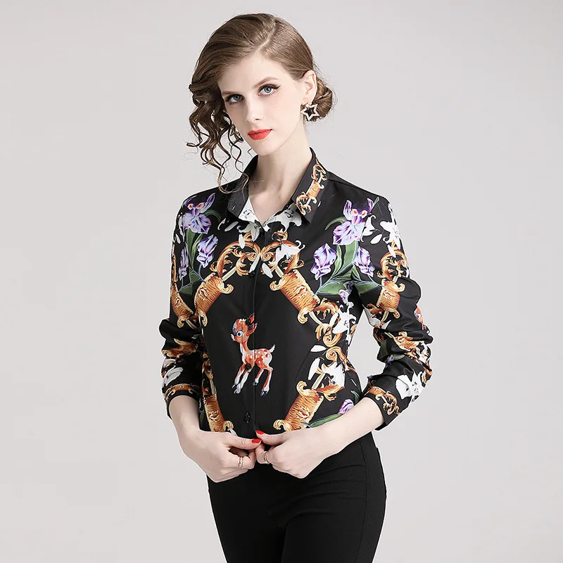 Новая весенне-осенняя Женская Высококачественная модная винтажная блузка с