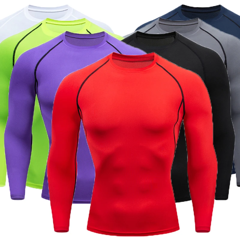 

2022 компрессионная Футболка мужская спортивная одежда Рашгард с длинным рукавом тренировочная футболка спортивные колготки для тренажерно...