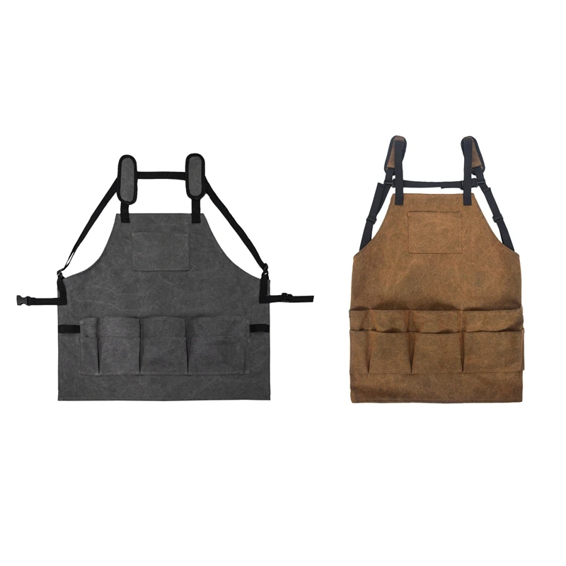 

2 Pcs Heavy Duty Tool Aprons Pockets Workwear For Woodworking Machinists Gardeners