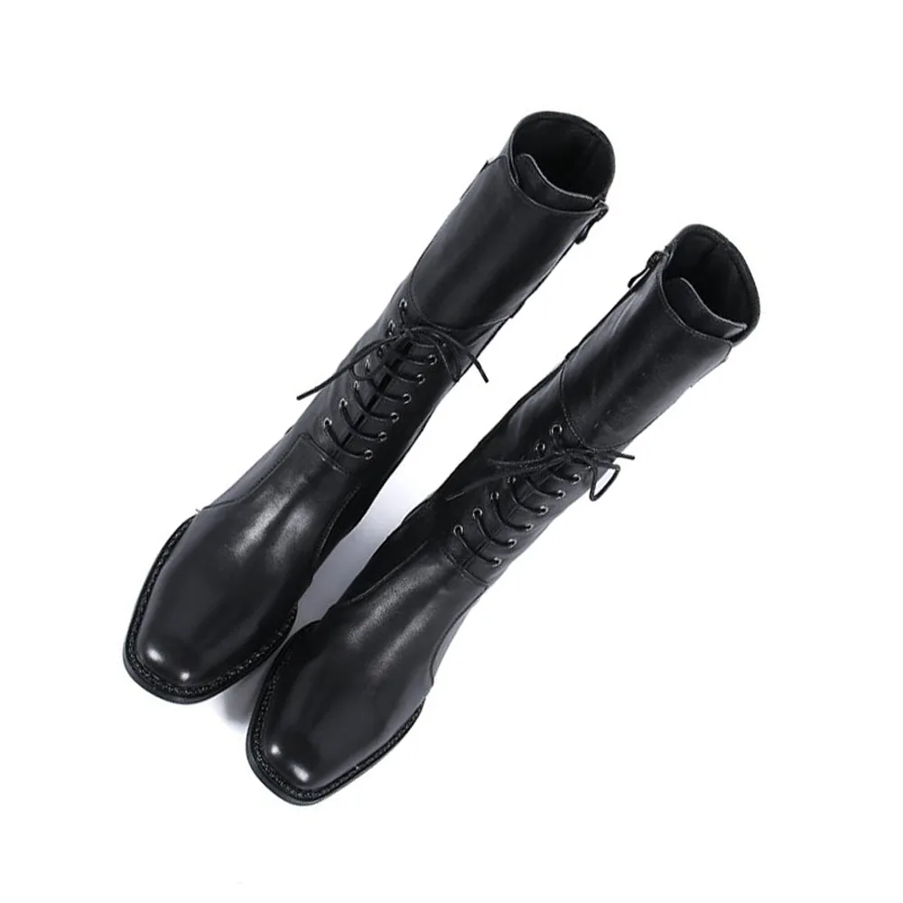 

Autumn Show Luxury Men's Boots Top layer leather Over the knee Leisure time Singer Youth shoes Men's Shoes