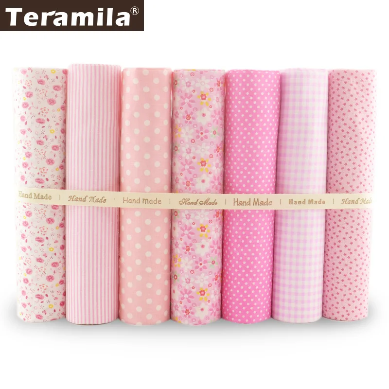 1Sets 7 Pieces Plain Cotton Patchwork Fabric Fat Quarter Bundle for Art Work Quilting Sewing Decoration Clothing Home Textile