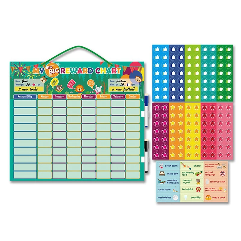 

Kids Magnetic First Calendar Time Month Date Day Season Weather Learning Chart Board & Self-Disciplined Reward Chart Toy