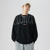 mens oversized casual sweatshirt trend letter printing long sleeve top japanese round neck pullover hip hop streetwear 2021