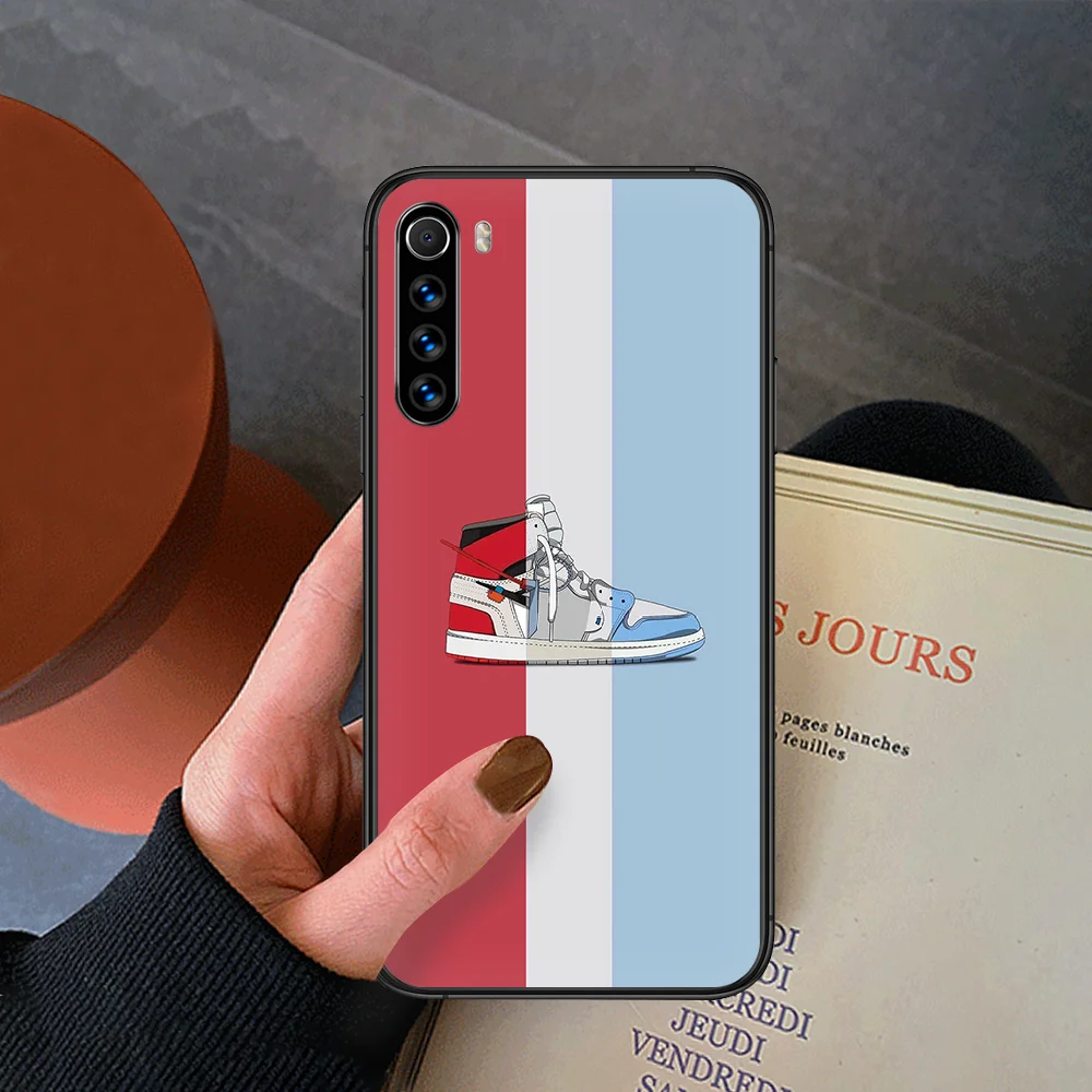 

Sports Shoe Phone Case For Xiaomi Redmi Note 7 8 8T 9 9S 4X 7 7A 9A K30 Pro Ultra black Funda Painting Shell Trend Hoesjes Soft
