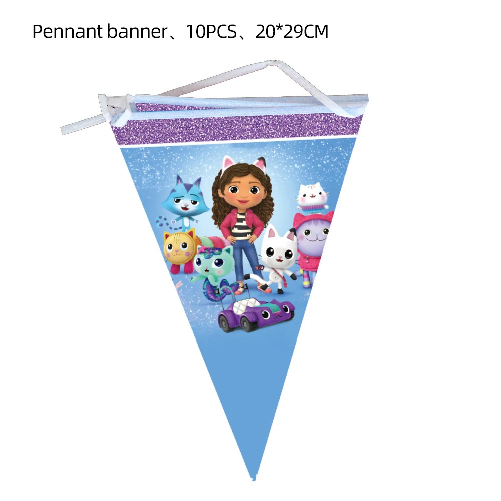 new gabby dollhouse cats birthday decoration balloon disposable tableware for kids gabby doll house figures party supplies free global shipping