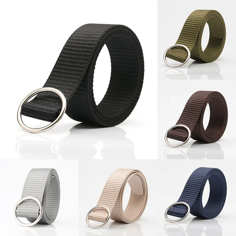 Ремень холщовый унисекс длиной 107 см с круглой пряжкой|Мужские ремни| |