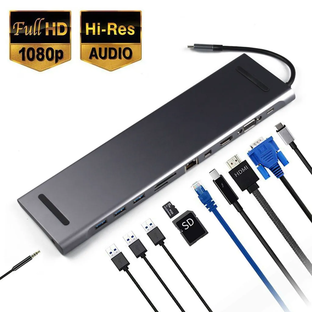 Type c концентратор HDMI адаптер USB type к 4K VGA 11 в 1 с DP|USB-хабы| |