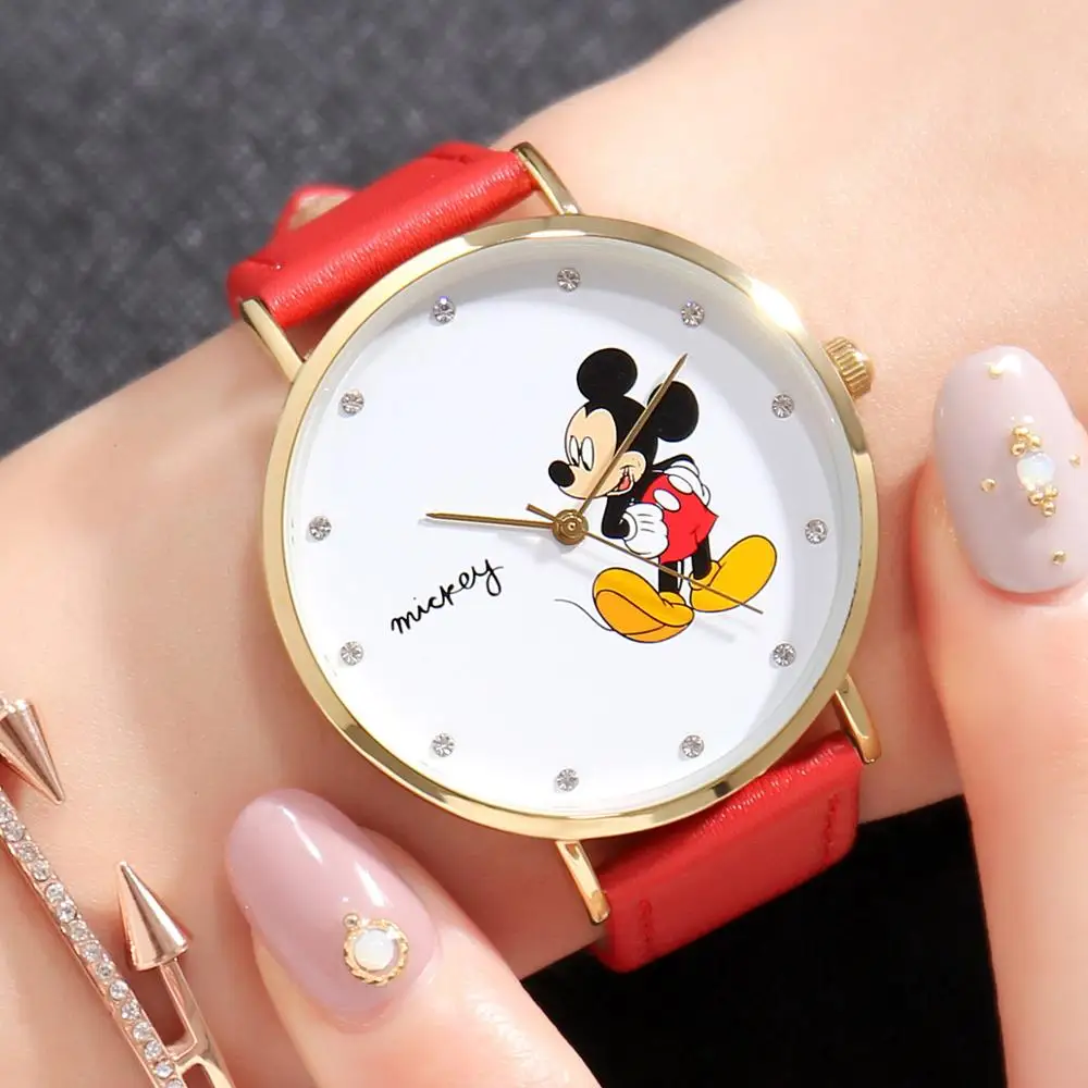 2020 новые часы disney Happiness Mickey mouse женские Роскошные блестящие стразы Женские Модные