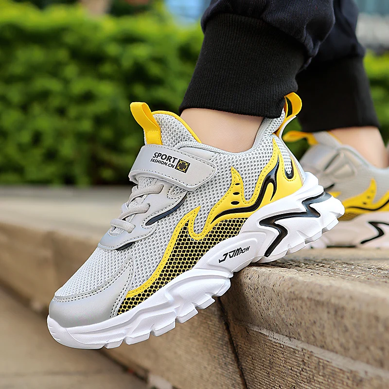 

New Cool Kids Shoe Sport Black Gray Outdoor Super Perfect Design Boy Running Shoe Soft Sole Kids Sneakers Mesh Children Trainers