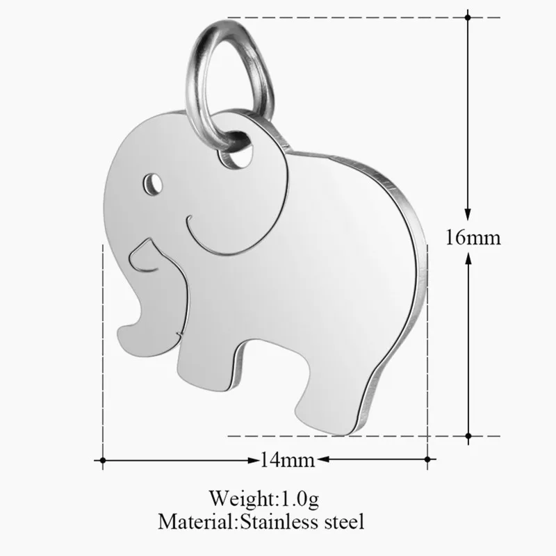 5 шт./лот простые подвески из нержавеющей стали полированный кулон в виде слона