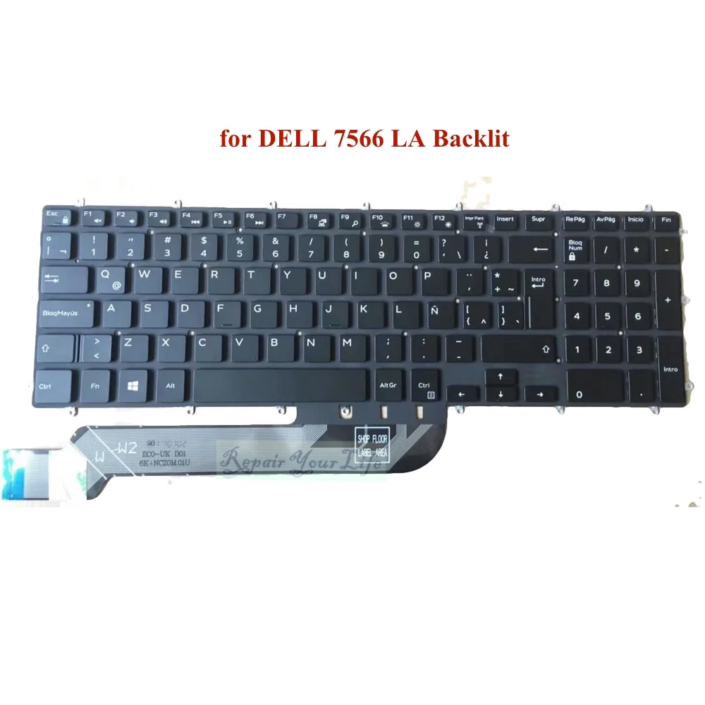 

CN-08Y88W SP LA Latin Backlit Keyboard for DELL 7566 Inspiron 5565 5567 5765 17 7773 7779 7778 Replacement Keyboards Backlight