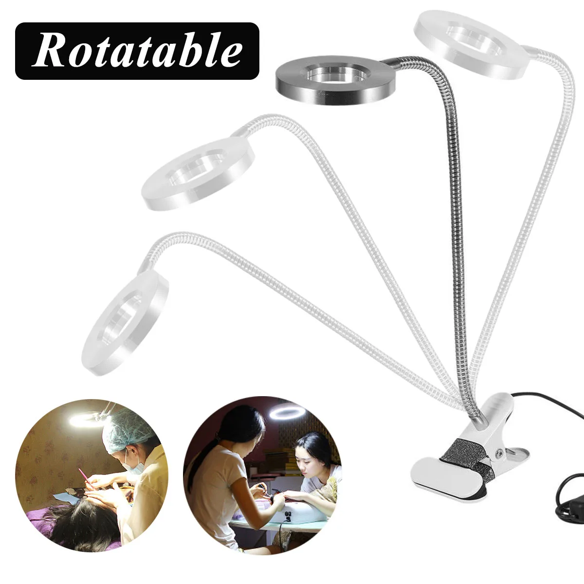 

LED Clip Table Lamp Dimming Desk Light Permanent Eyebrow Manicure Light USB for Night Reading Nail Art Beauty Makeup