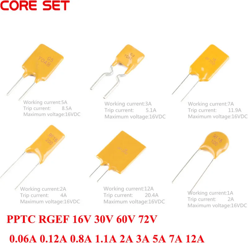 10 шт. 16 в 30 60 72 сбрасываемый предохранитель PPTC RGEF 0.06A 0.12A 0.8A 1.1A 2A 3A 5A 7A 12A
