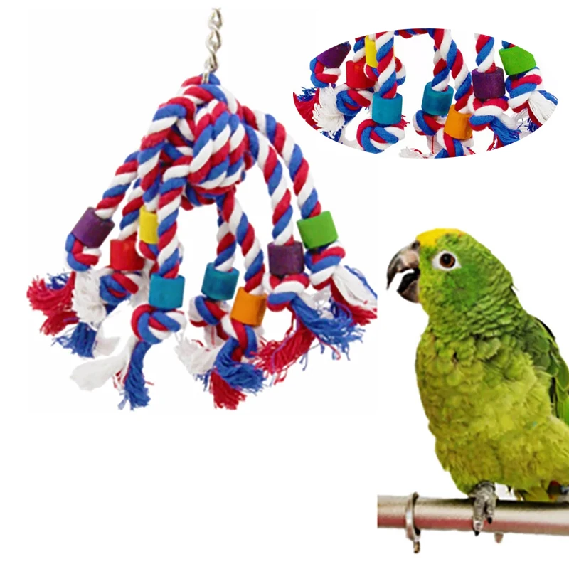 

Bird Parrot Toy Claw Grinding Bird Supplies Toy Colorful Rope Pet Bird Chew Rope Funny Bite Resistant Creative Bird Cage Toy