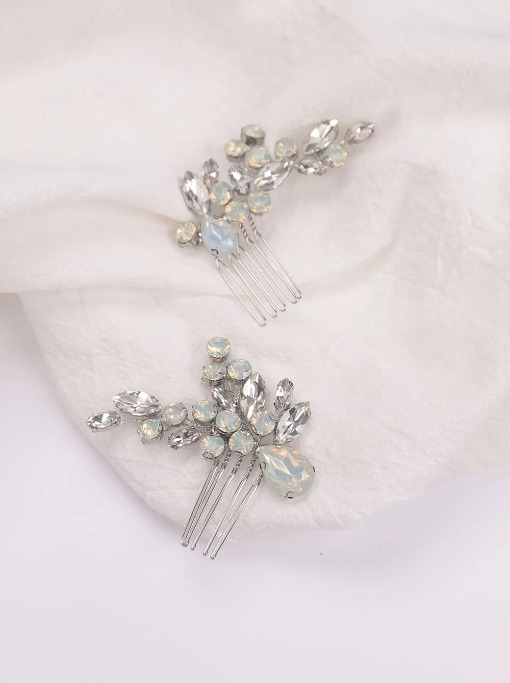 Шляпка невесты расческа для волос Стразы пара ювелирных изделий Серебряный