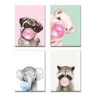 Обложка для паспорта из искусственной кожи, с изображением собаки, свинки и животных