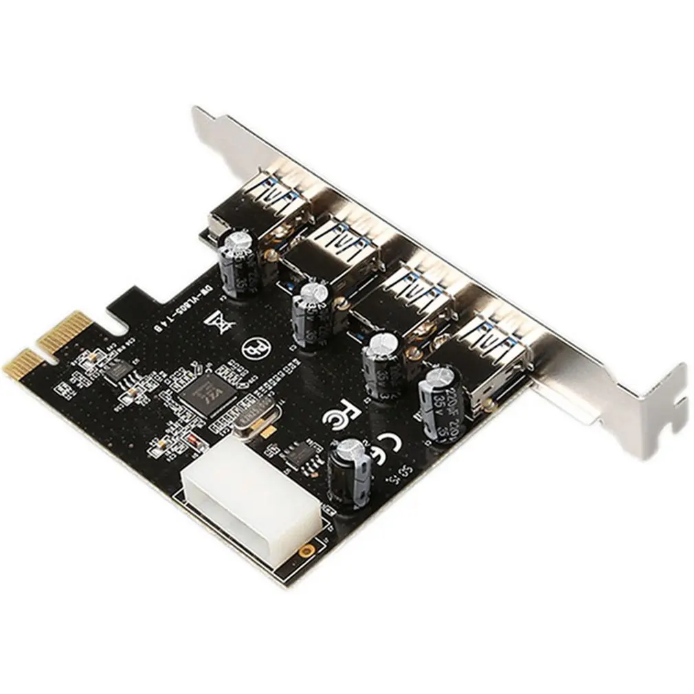 

Vl805 Pcie X1 Chipset 4 Port Usb3.0 Riser Card To 4 Port Usb3.0 4 Pin Power Supply Board Pci-E Expansion Board