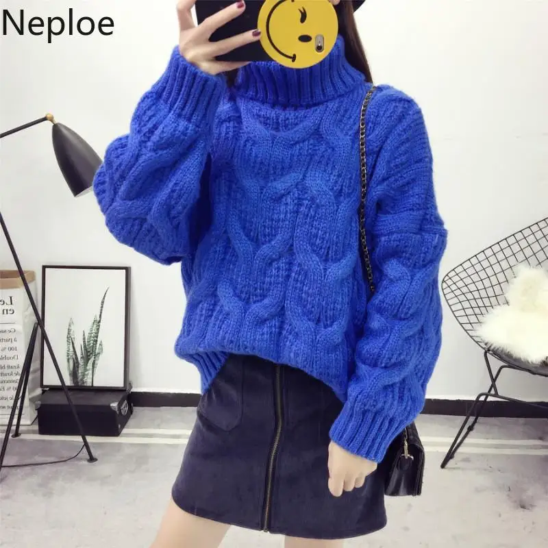 Neploe корейский свободный свитер с высоким воротом в сумасшедшем стиле из грубой