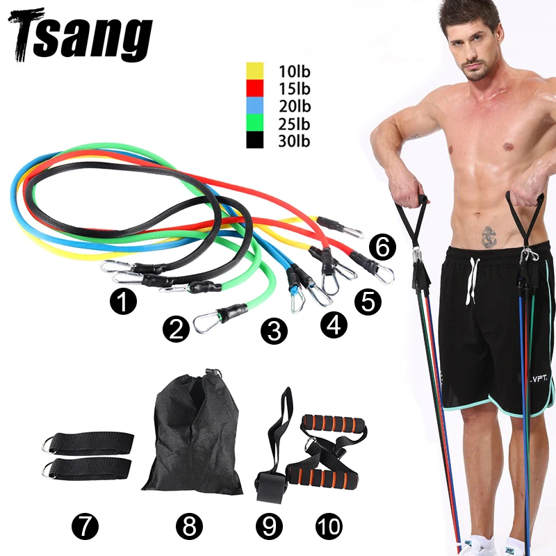 

Pull Rope Resistance Bands 11Pcs/Set Men Gym Sport Fitness Equipment for Training Yoga Exercise Elastic Bands Expander with Bag