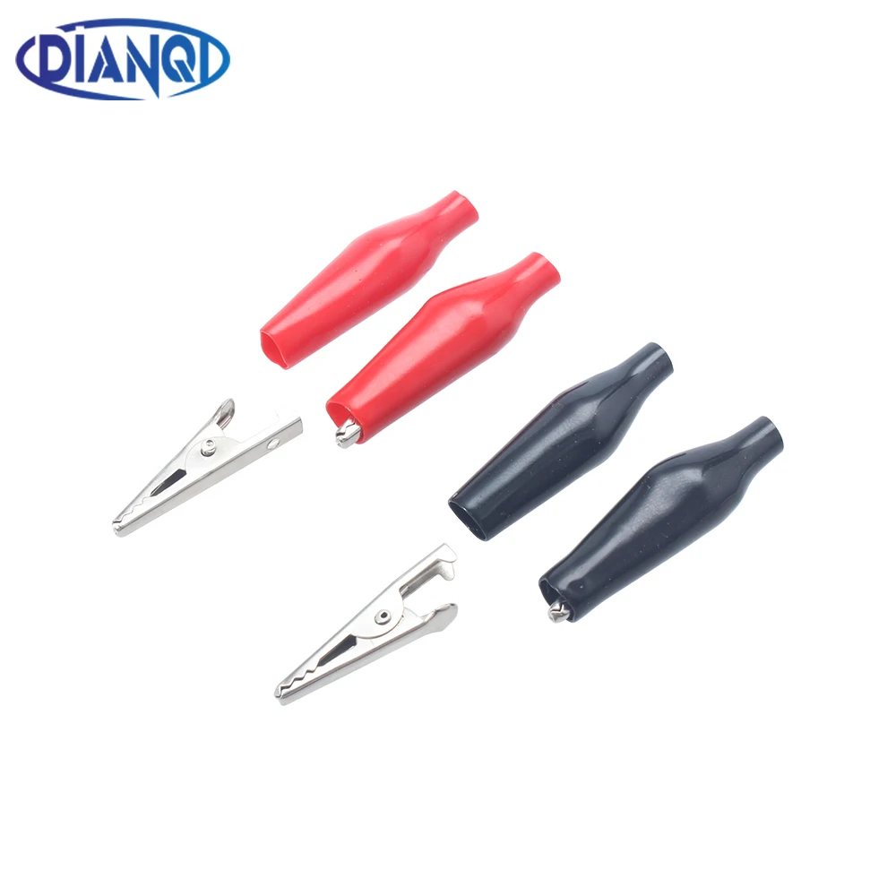 Металлический зажим типа крокодил 10 шт./20 шт. 28 мм, Электрический зажим типа крокодил, измерительный зонд, черный, красный, с пластиковой загрузкой, автомобильная батарея