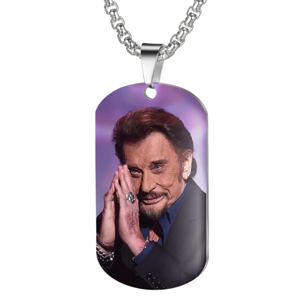 E Ожерелье с подвеской от Jonny Hallyday, персонализированное цветное фото ожерелье s для женщин и мужчин, ювелирные изделия из нержавеющей стали - Окраска металла: E