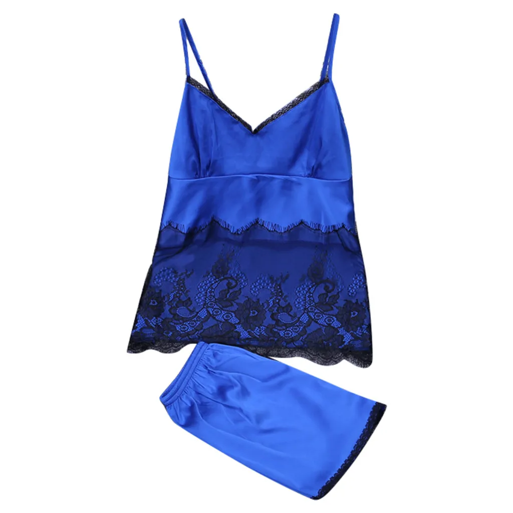 

Hot Sale Ladies' Sexy Satin Night Robe Lace Women Sexy Satin Fashion Patchwork Lace Sling Sleepwear Lingerie Underwear SetZ0329